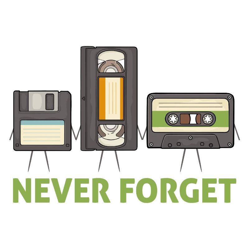Never Forget Floppy Disk Video Tape Cassette