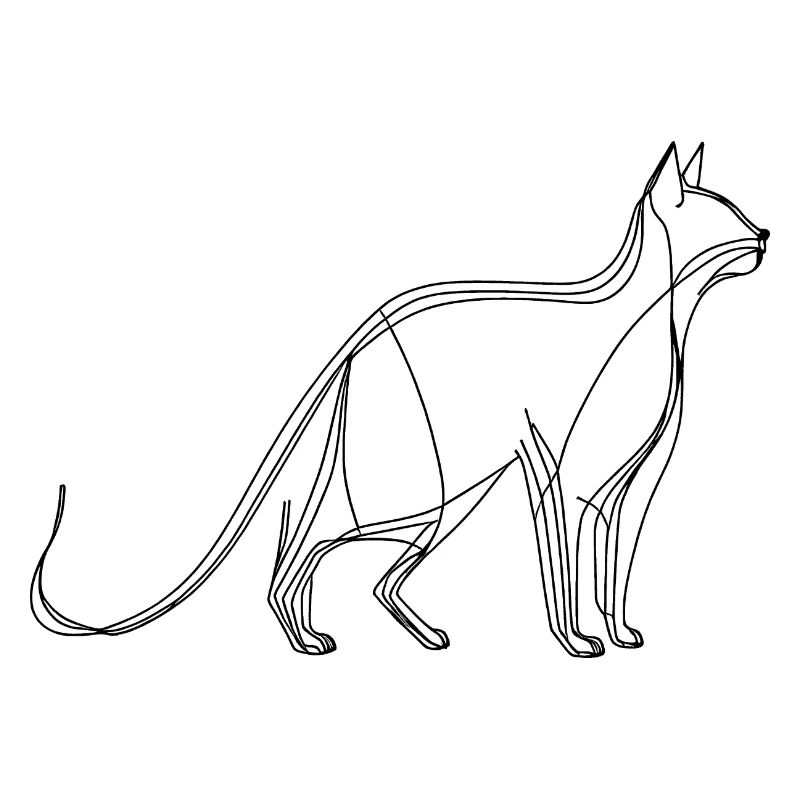 Dessin au trait fin chat