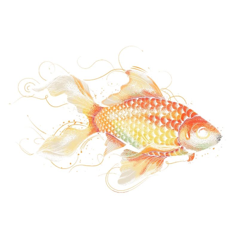 Poisson rouge en filigrane dans des tons orangés doux