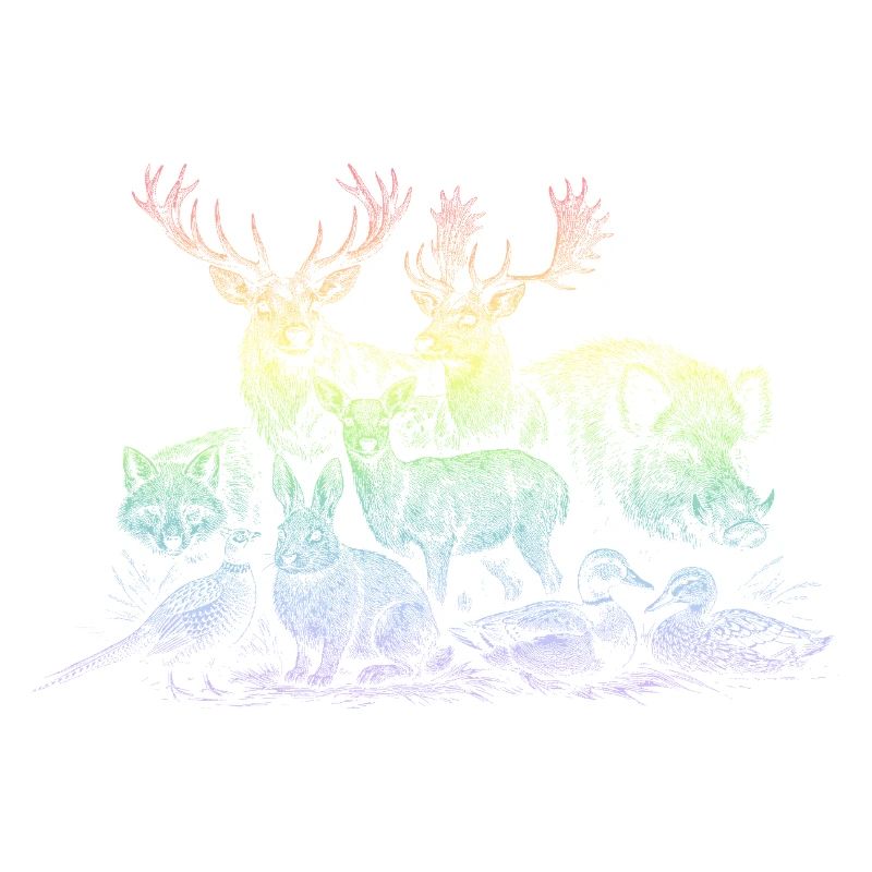Rehherde im Regenbogen