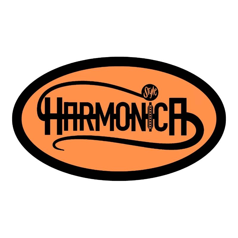Harmonica Logo Style white edge for harmonica player