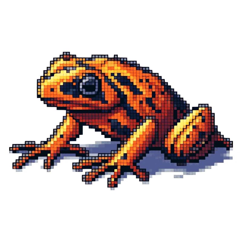 Poison dart frog in retro 8 bit pixel graphics