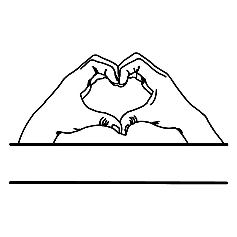 Geste de la main amour espace texte