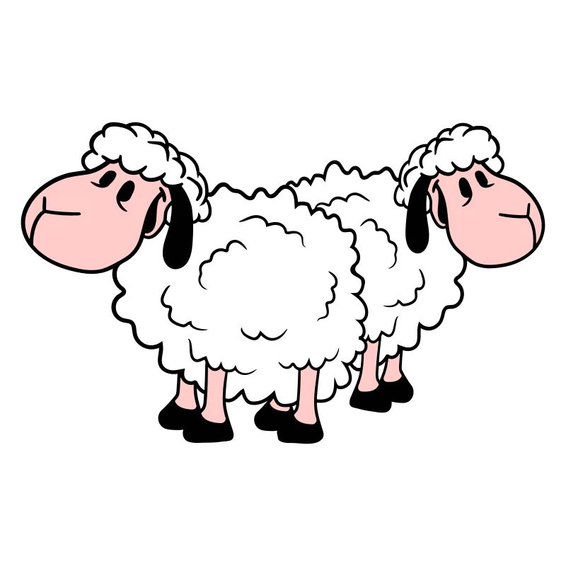 Deux Moutons Amis Équipe Équipage Mignon Petit Bébé Cher