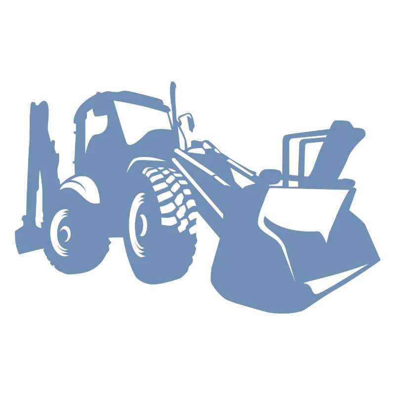 Excavator Wheel Loader Construction Equipment Operator Silhouette