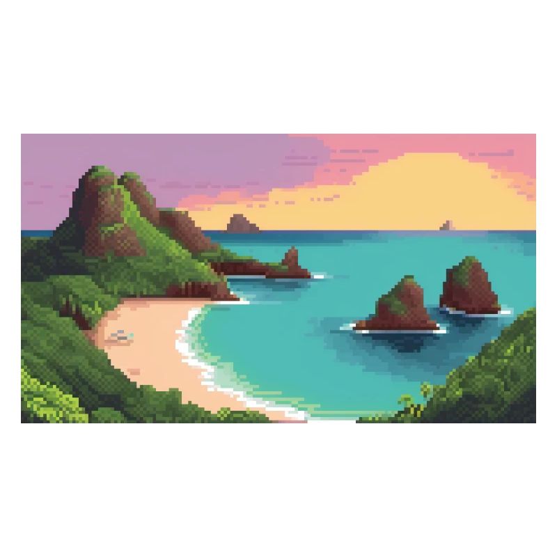 Fernando de Noronha, Brésil - Pixel Art