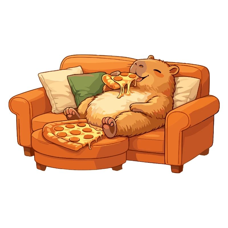 Capybara Sofa Pizza Relaxed Relax Motif