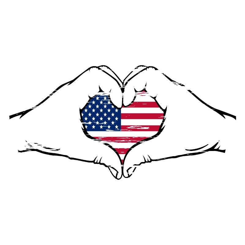Drapeau des États-Unis en forme de coeur utilisé