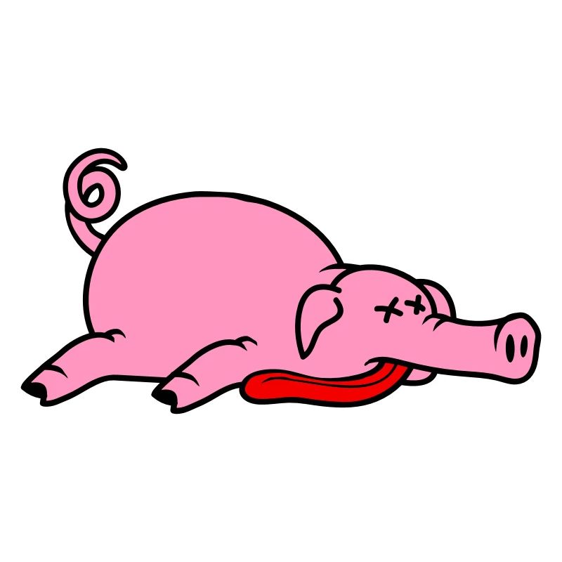 Grillon de porc mort inconscient mangeant de la viande
