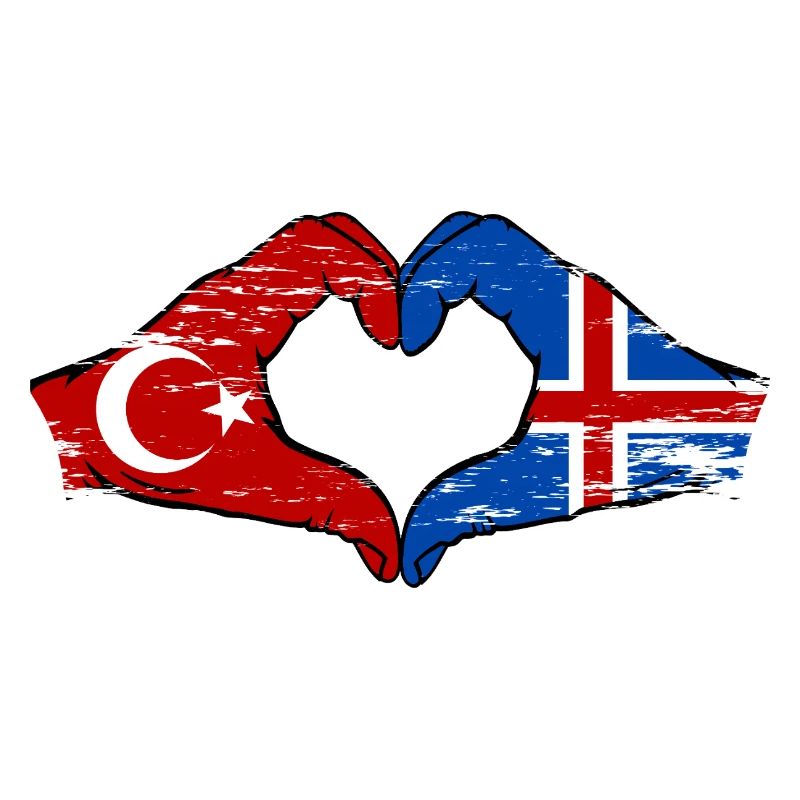Türkei Island Flagge Hände Herzform used