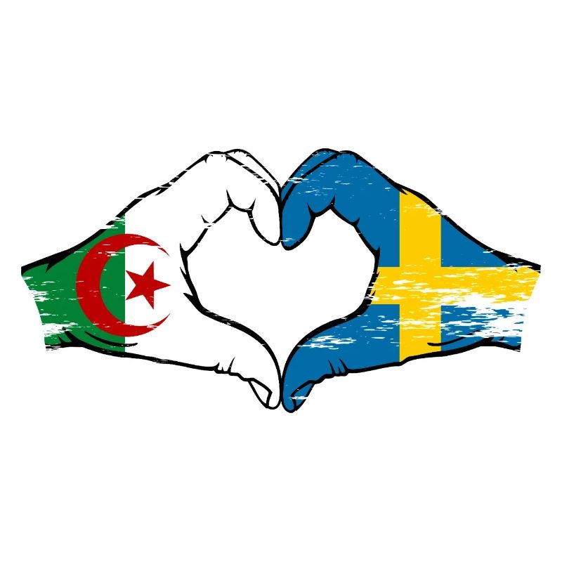 Algérie Suède Drapeau Mains Coeur Forme Utilisé