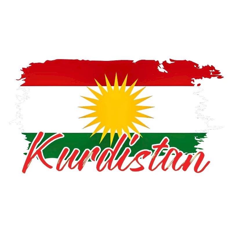 Drapeau kurde avec les Kurdes du Kurdistan