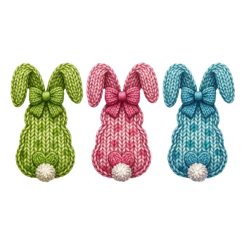 Easter Three Easter bunnies from behind in a row