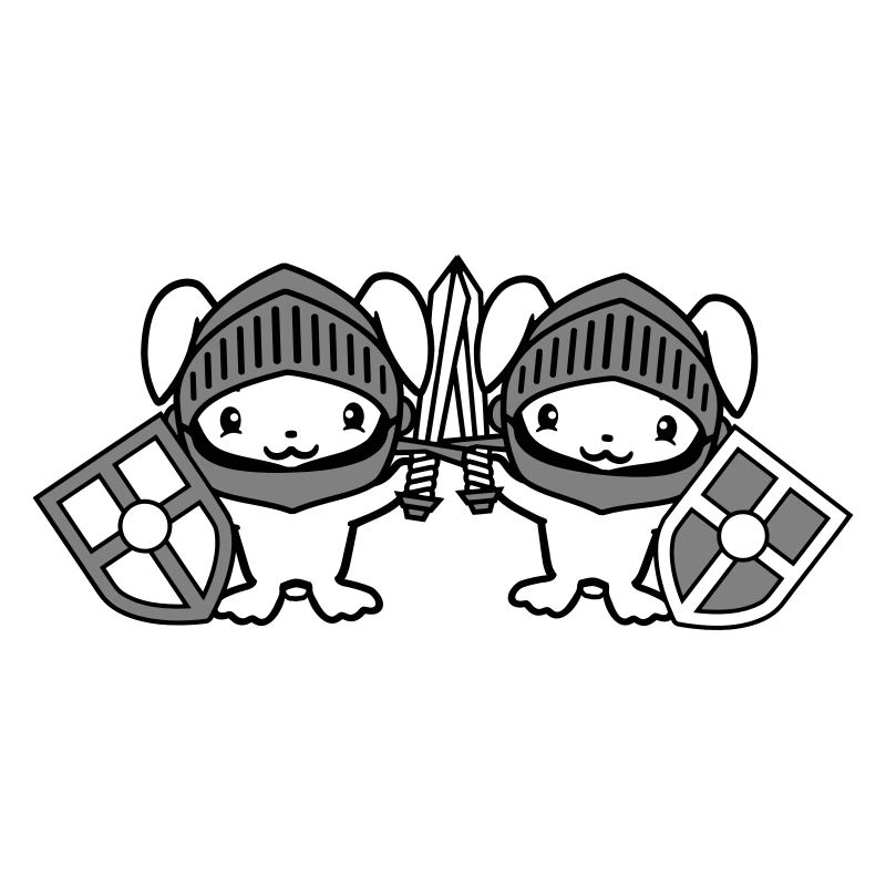 2 lapins chevalier épée bouclier armure casque château
