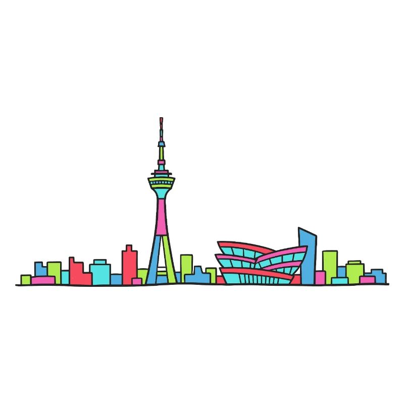 Stuttgarter Stadtskyline Fernsehturm Moderne Linienzeichnung