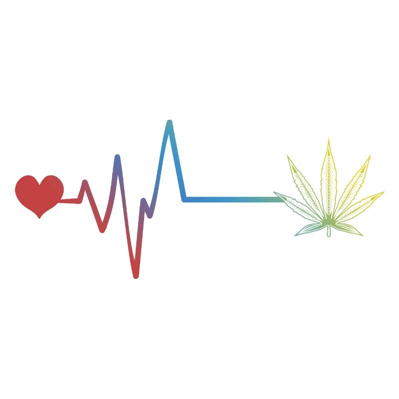 Hemp Leaf Pulse Heartbeat Cannabis