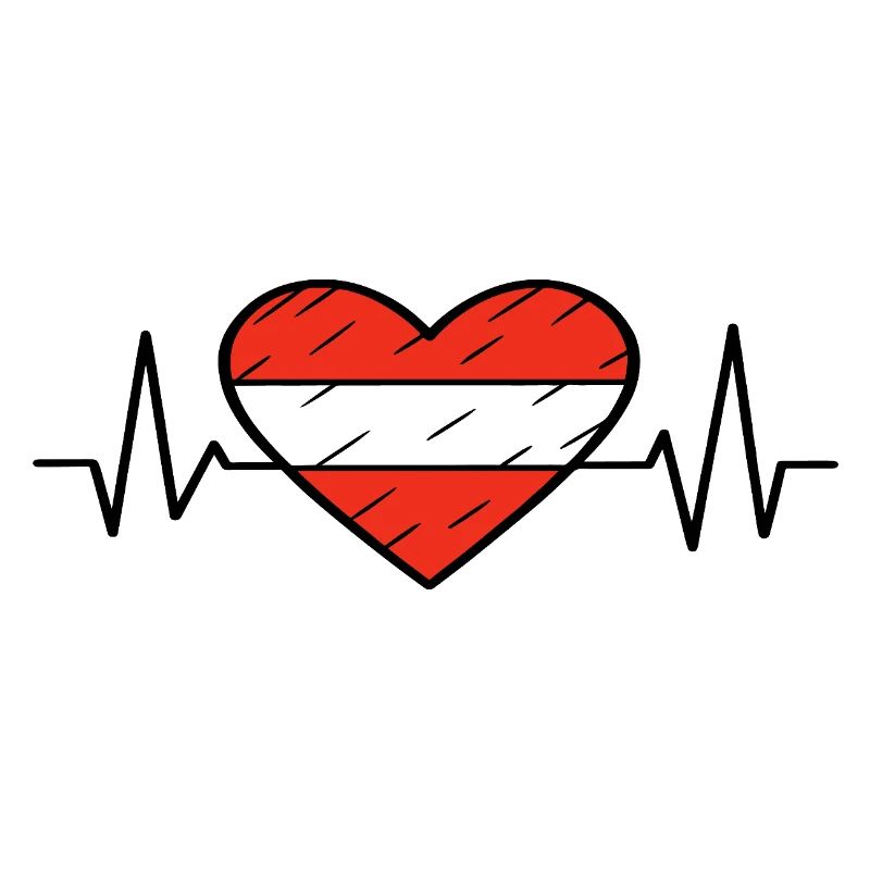 Austria Flag Heartbeat Line Austrian Pride Design