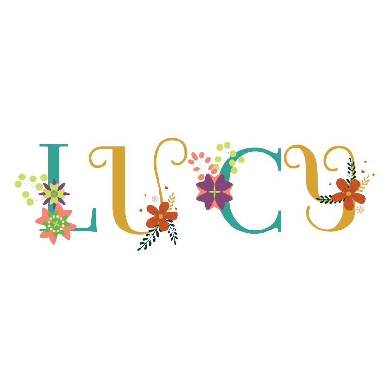 Art du nom LUCY avec des fleurs brodées