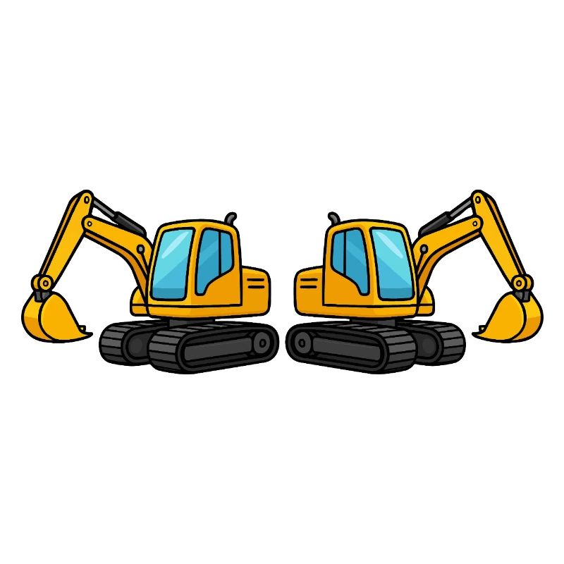 Silhouette de machine de construction double