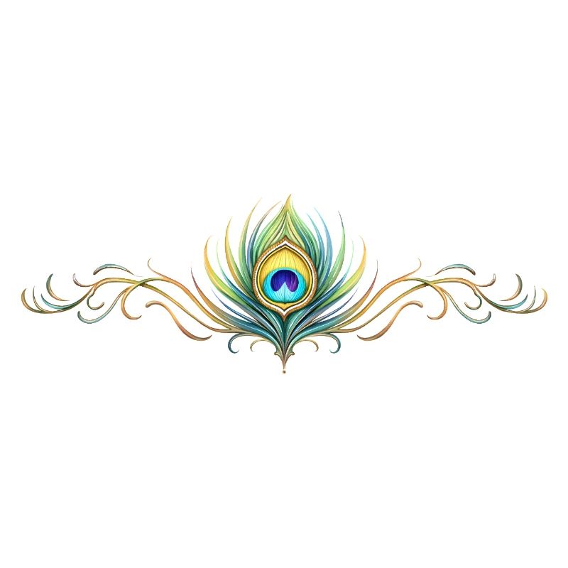 Peacock Feather Ornament Boho Symmetrical