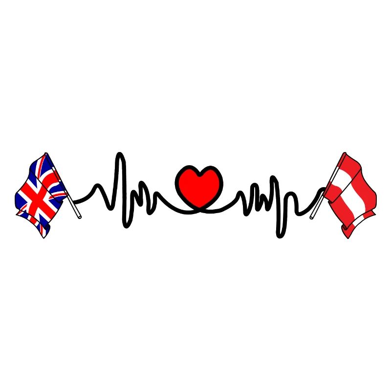 Cardio heart Drapeau Angleterre, drapeau Autriche
