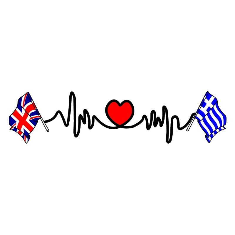 Cardio heart Drapeau Angleterre, drapeau Grèce
