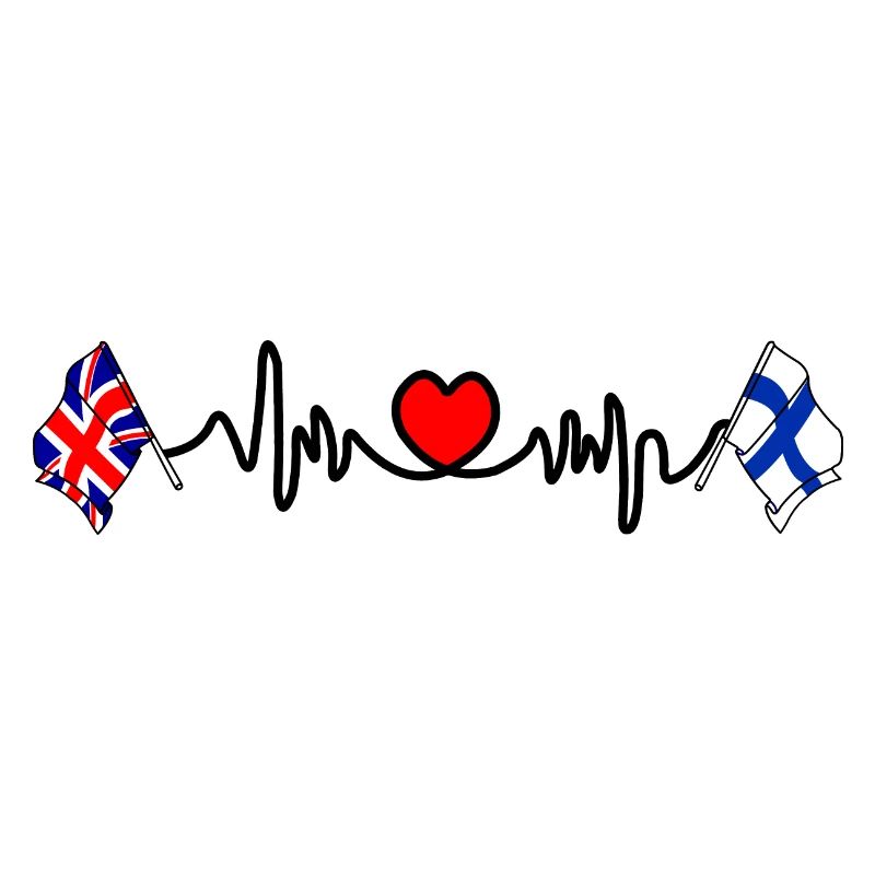 Cardio heart Drapeau Angleterre, drapeau Finlande
