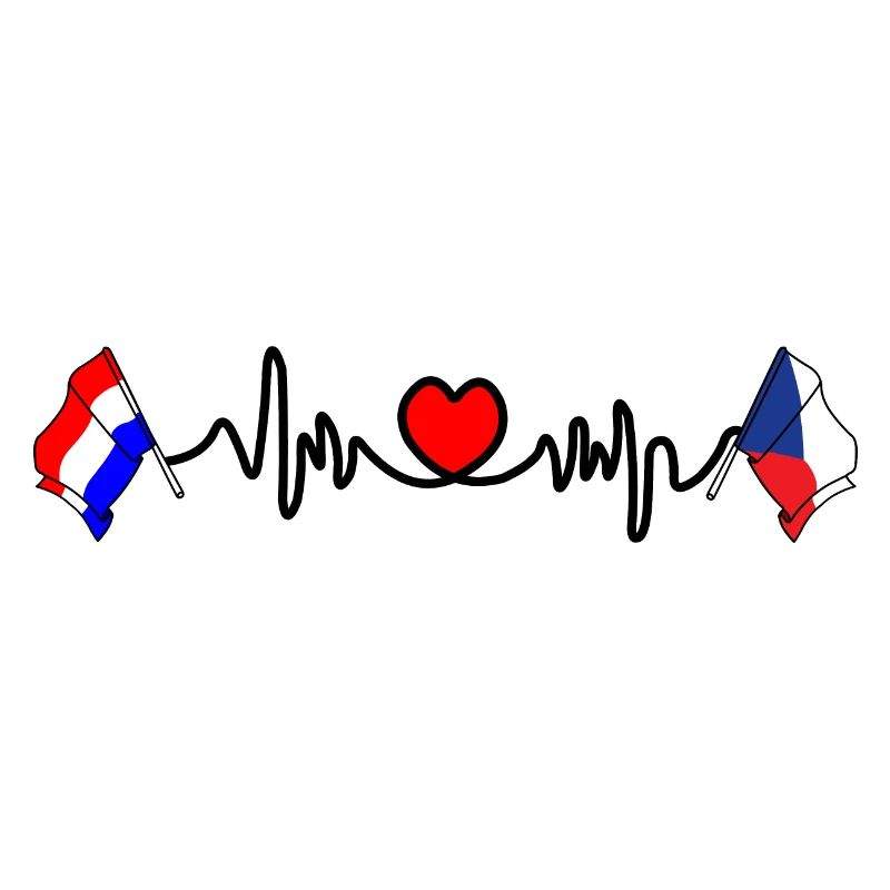 Cardio heart avec drapeau des Pays-Bas et drapeau de la République tchèque