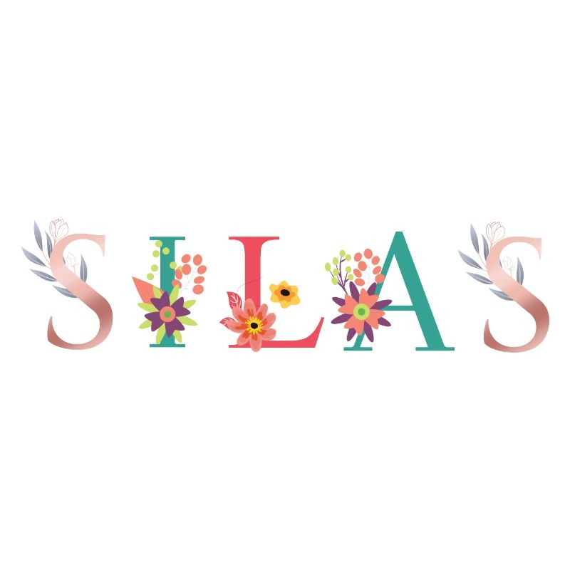 SILAS Name Art avec fleurs brodées