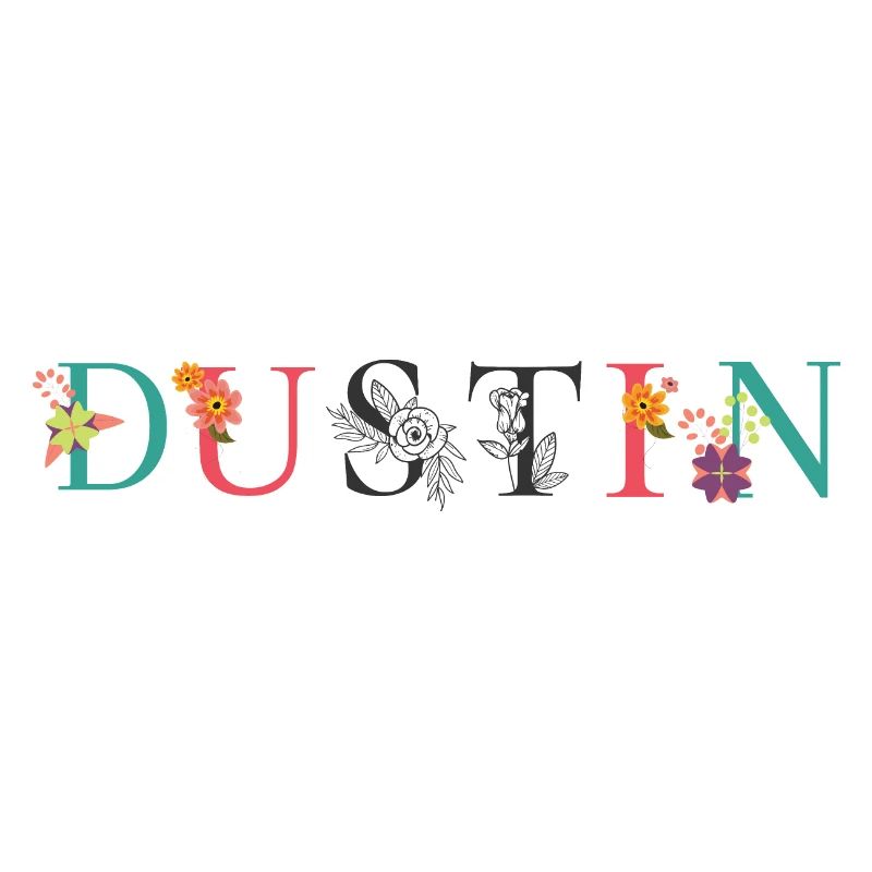 DUSTIN Nom Art avec fleurs brodées