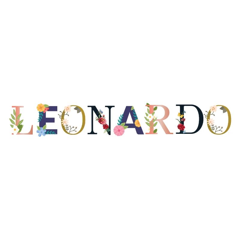 Le nom de LEONARDO décoré de fleurs