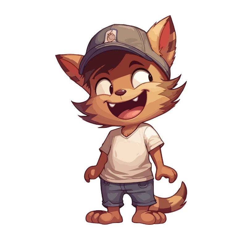 Chat de dessin animé mignon avec casquette Compagnon câlin