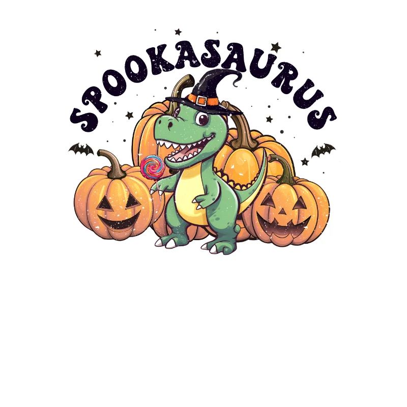 Cute Spookasaurus for Halloween fans with witch hat