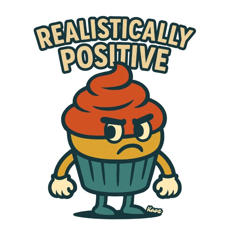 Grim Cupcake with Saying Realistic Positive