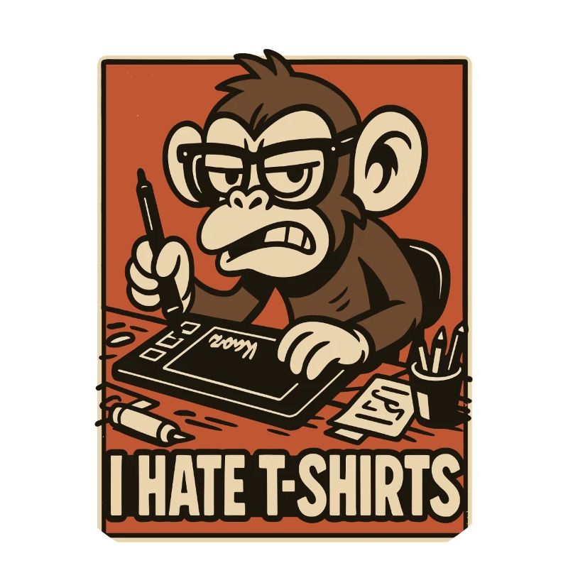 Angry monkey on drawing tablet comic style