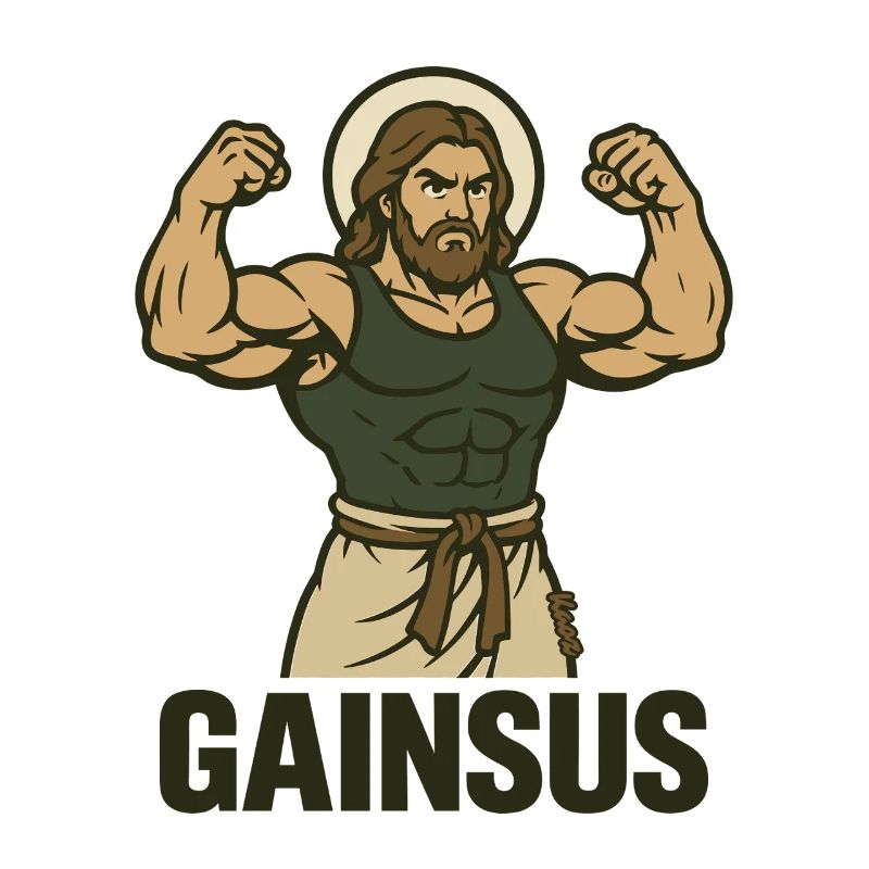 Saint musclé avec pose de bodybuilder