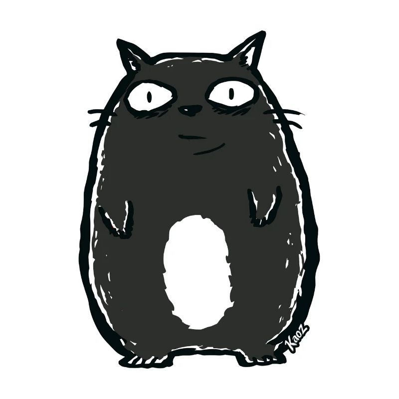 Schwarze Comic-Katze mit großen Augen