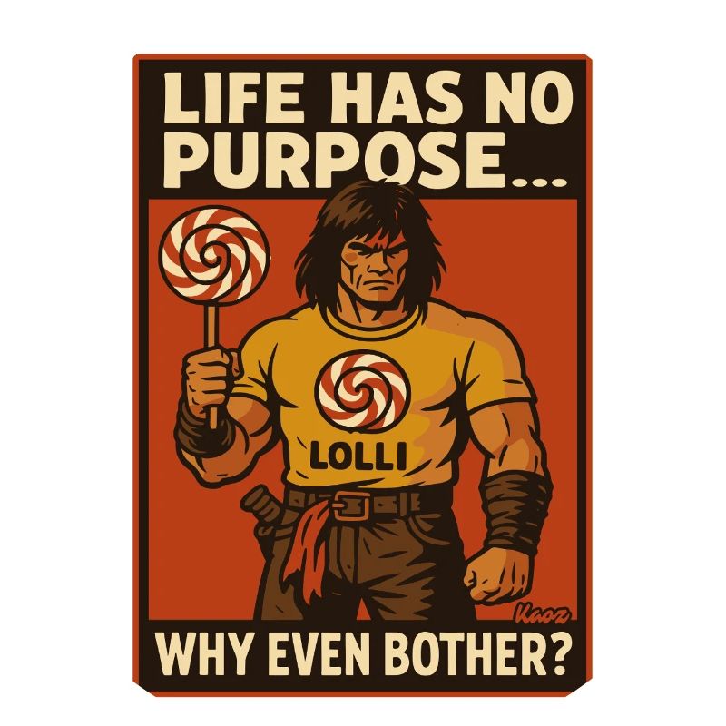 Muscular warrior man with lollipop comic style