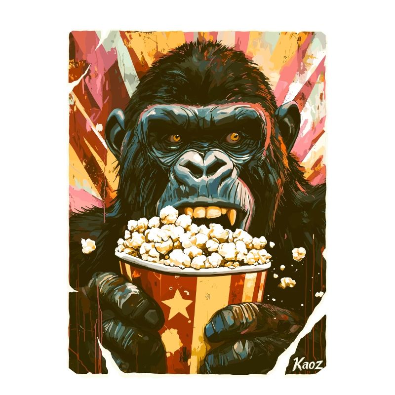 Gorille au pop-corn