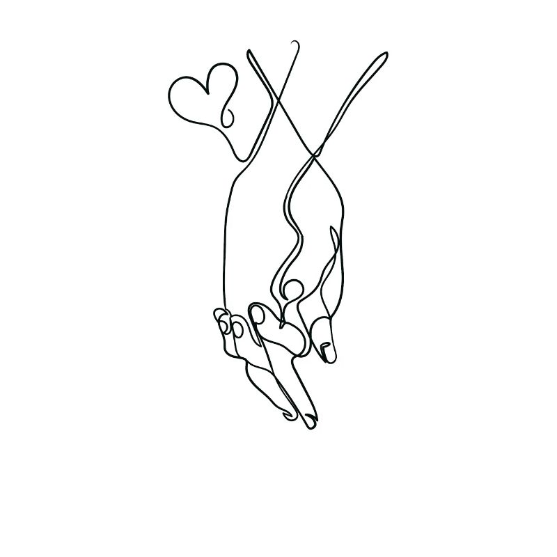 One Line Drawing Holding Hands Single Art