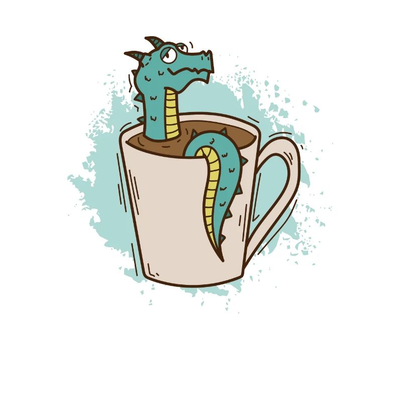 Dragon in a cup cute mythical creature