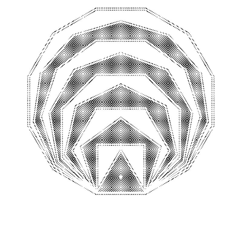 Nested Square Polygons Geometric Art Black