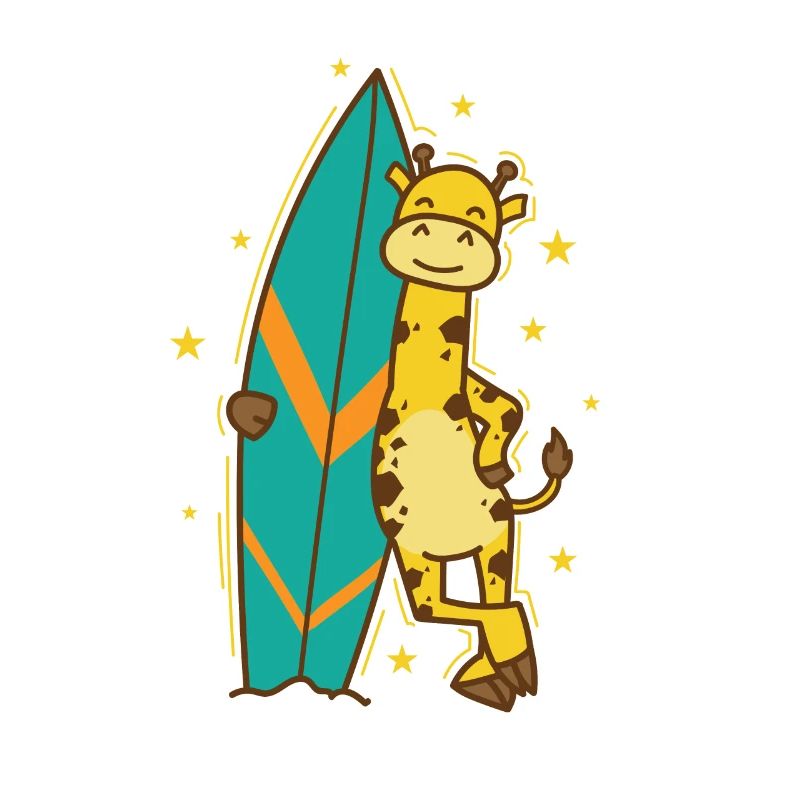 Giraffe mit einem Surfbrett Zoo Savanne