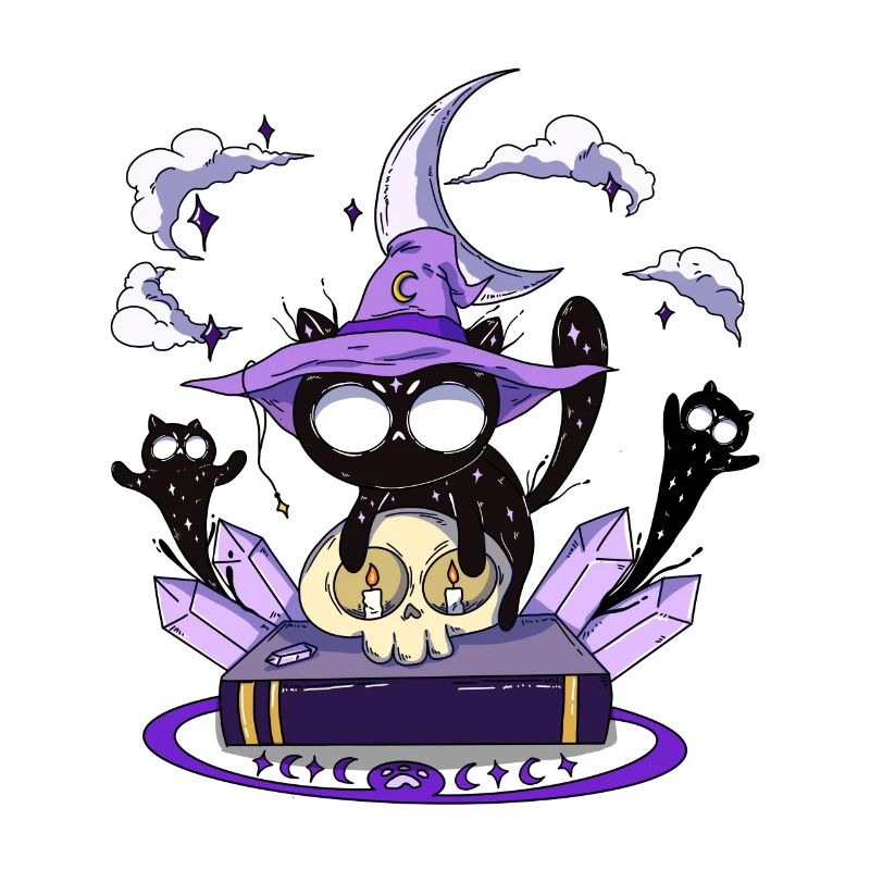 Magic Cat Ghosts Summoning Cats Magic Book