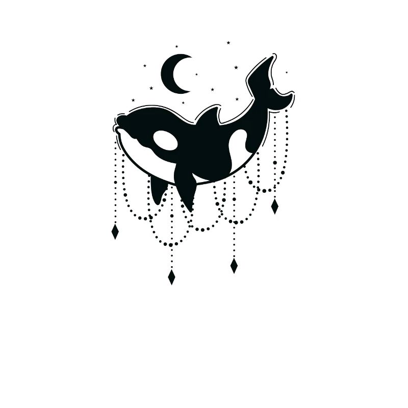 Orca with chains in front of moon