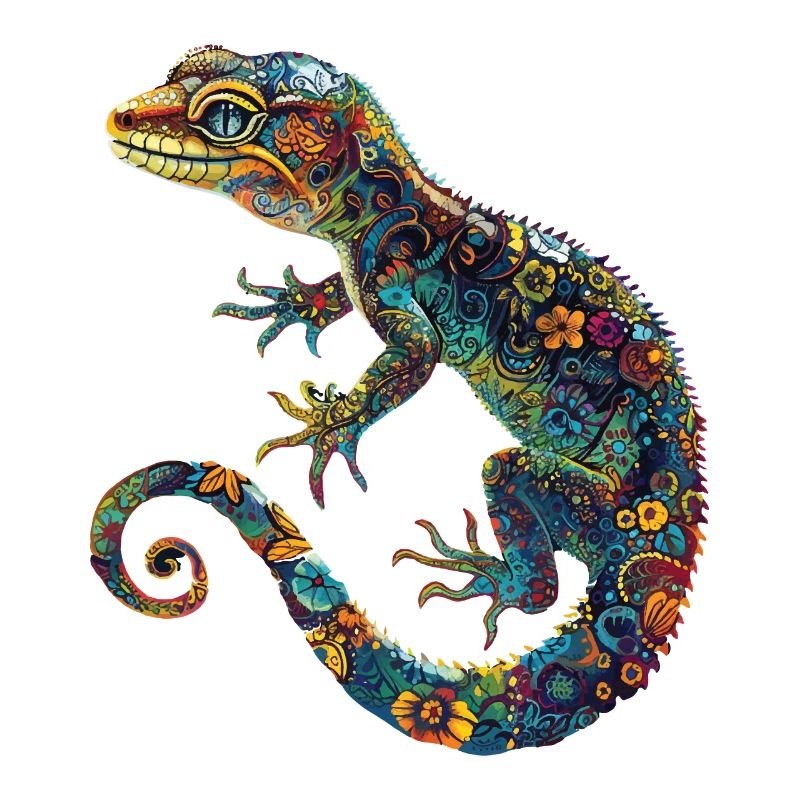 Blumen Leopard Gecko Bunt & Verschnörkelt