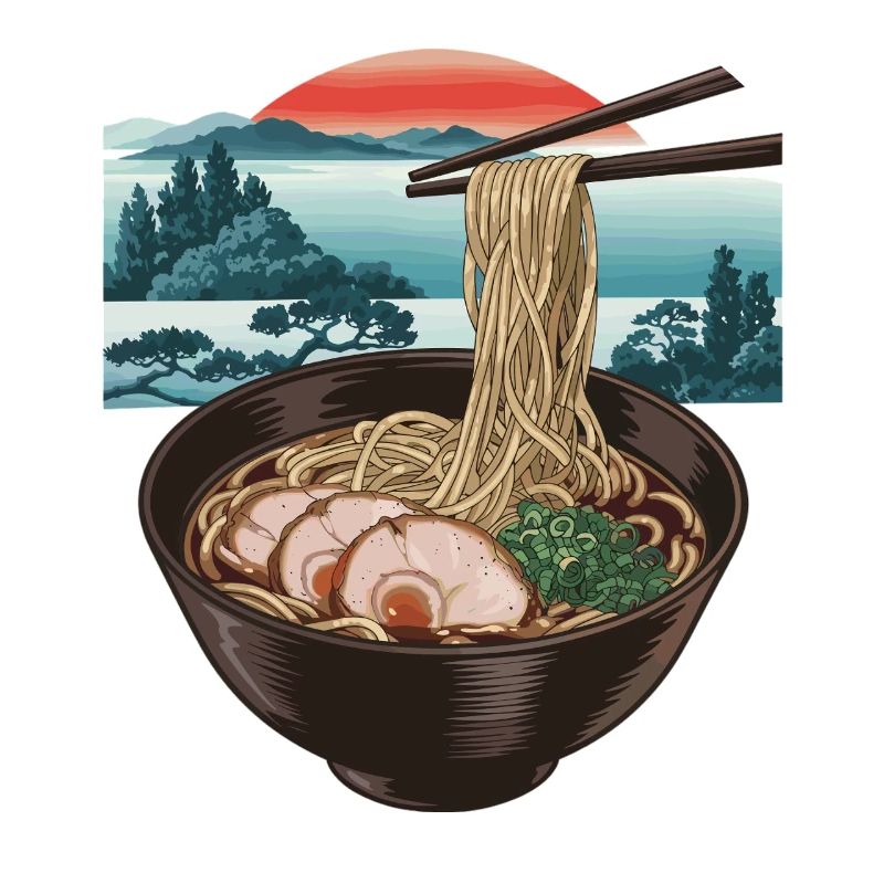 Ramen et coucher de soleil