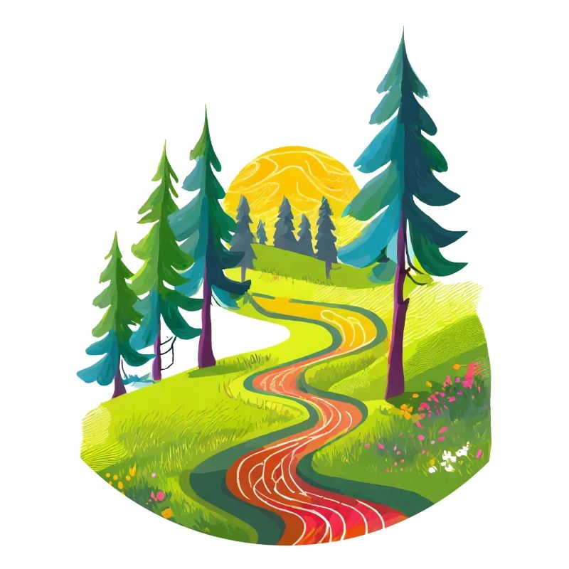 Wanderweg der sich über eine Wiese schlängelt