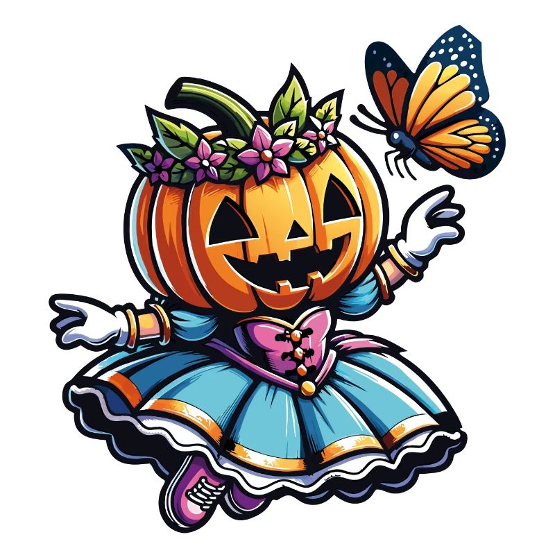 Mignonne princesse d’Halloween avec papillon