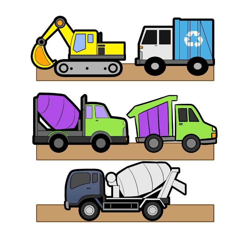 Excavator Construction Site Construction Worker Construction Truck I Gift